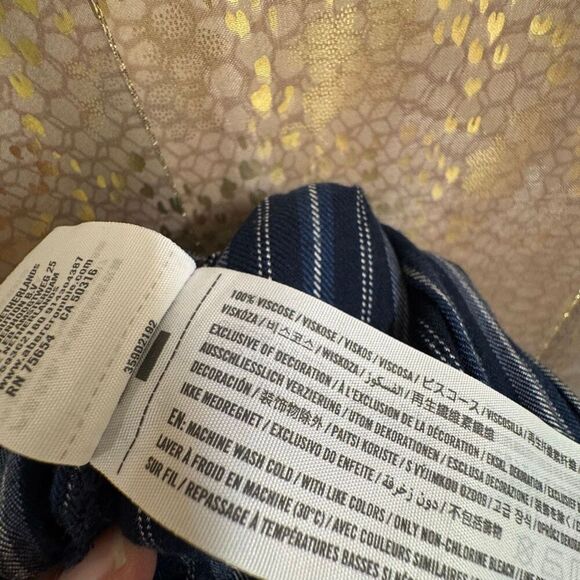 Hollister Navy Blue Striped Cropped Wide Leg Tie Soft Jumpsuit Small - Picture 9 of 9